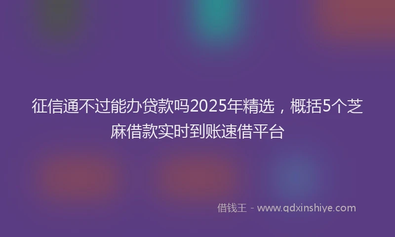 征信通不过能办贷款吗2025年精选，概括5个芝麻借款实时到账速借平台