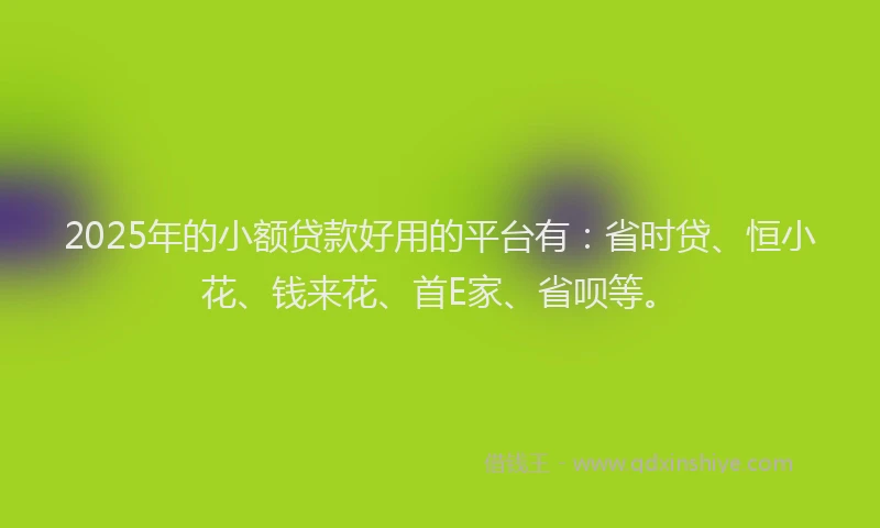 2025年的小额贷款好用的平台有：省时贷、恒小花、钱来花、首E家、省呗等。