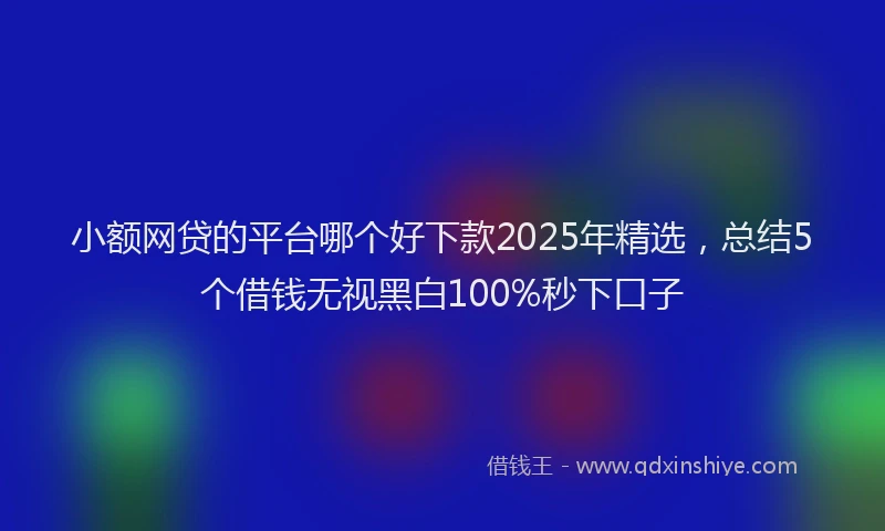小额网贷的平台哪个好下款2025年精选，总结5个借钱无视黑白100%秒下口子