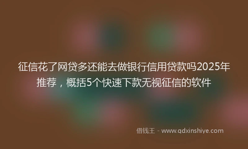 征信花了网贷多还能去做银行信用贷款吗2025年推荐，概括5个快速下款无视征信的软件