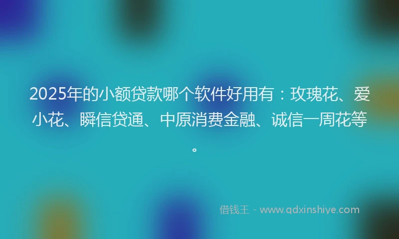 2025年的小额贷款哪个软件好用有：玫瑰花、爱小花、瞬信贷通、中原消费金融、诚信一周花等。