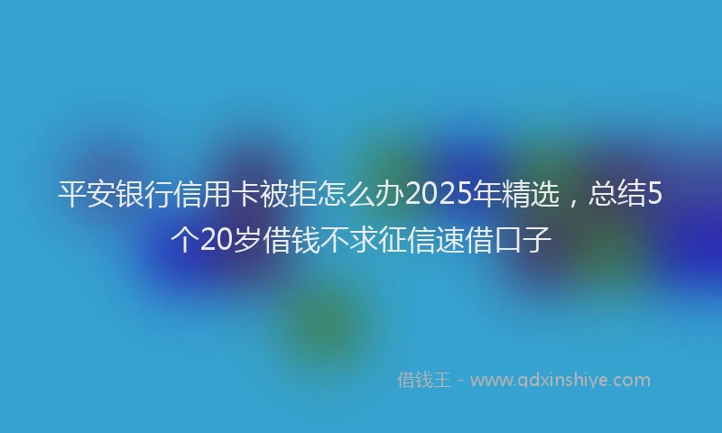 平安银行信用卡被拒怎么办2025年精选，总结5个20岁借钱不求征信速借口子