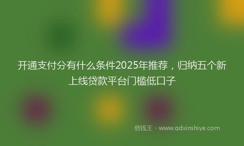 开通支付分有什么条件2025年推荐，归纳五个新上线贷款平台门槛低口子