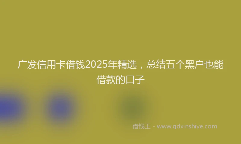 广发信用卡借钱2025年精选，总结五个黑户也能借款的口子