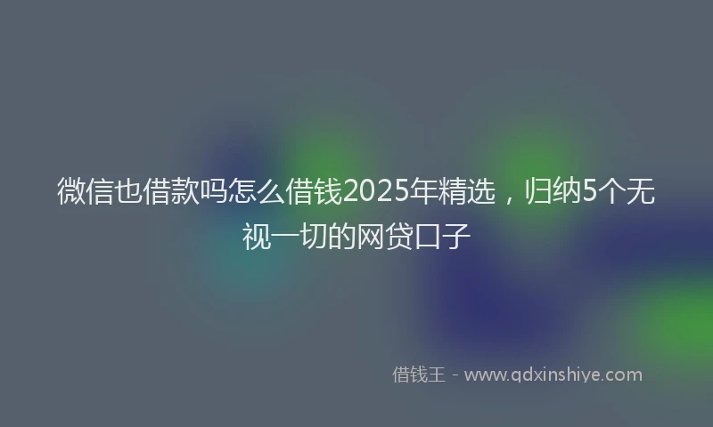 微信也借款吗怎么借钱2025年精选，归纳5个无视一切的网贷口子