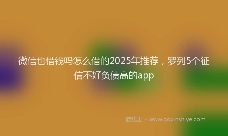 微信也借钱吗怎么借的2025年推荐，罗列5个征信不好负债高的app