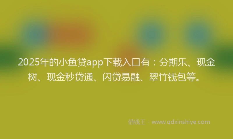2025年的小鱼贷app下载入口有：分期乐、现金树、现金秒贷通、闪贷易融、翠竹钱包等。