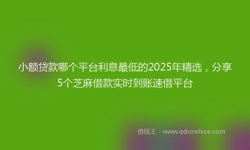小额贷款哪个平台利息最低的2025年精选，分享5个芝麻借款实时到账速借平台
