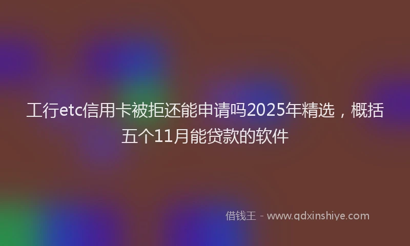 工行etc信用卡被拒还能申请吗2025年精选，概括五个11月能贷款的软件