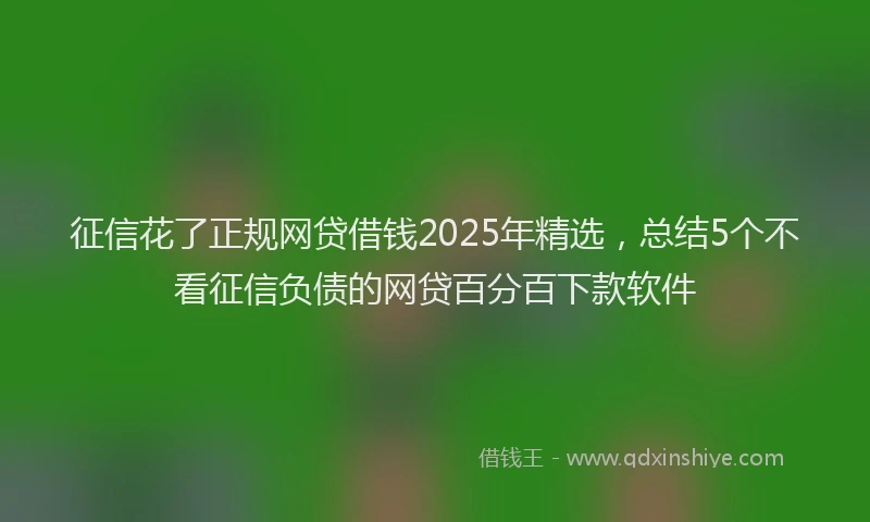征信花了正规网贷借钱2025年精选，总结5个不看征信负债的网贷百分百下款软件