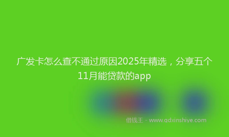 广发卡怎么查不通过原因2025年精选，分享五个11月能贷款的app