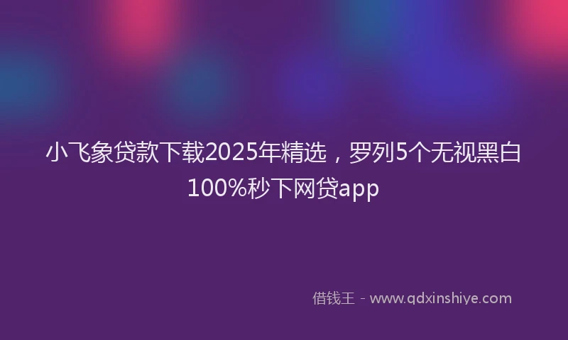 小飞象贷款下载2025年精选，罗列5个无视黑白100%秒下网贷app