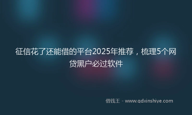 征信花了还能借的平台2025年推荐，梳理5个网贷黑户必过软件