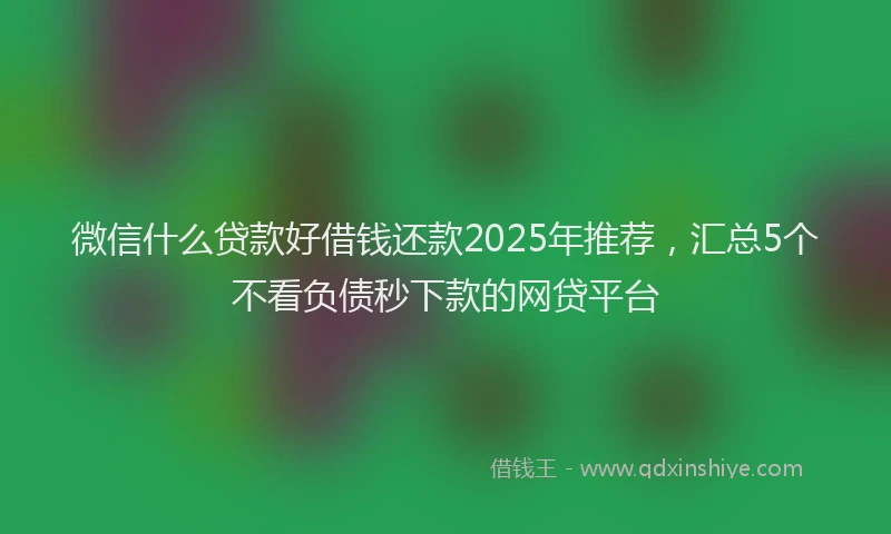 微信什么贷款好借钱还款2025年推荐，汇总5个不看负债秒下款的网贷平台