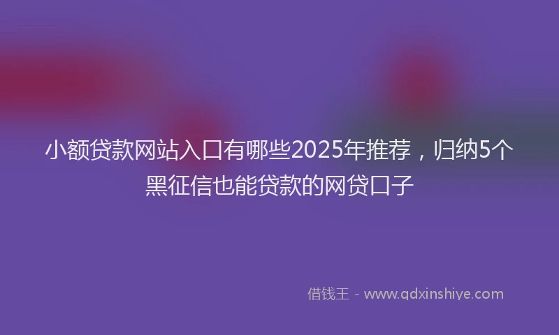 小额贷款网站入口有哪些2025年推荐，归纳5个黑征信也能贷款的网贷口子