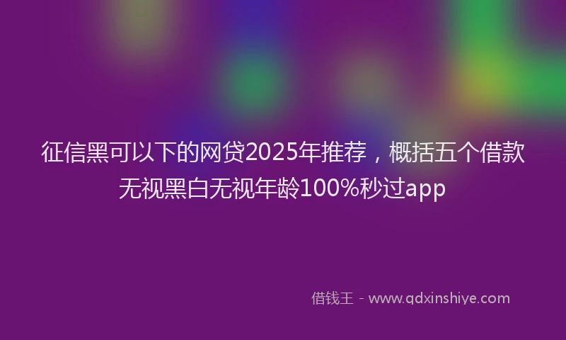 征信黑可以下的网贷2025年推荐，概括五个借款无视黑白无视年龄100%秒过app