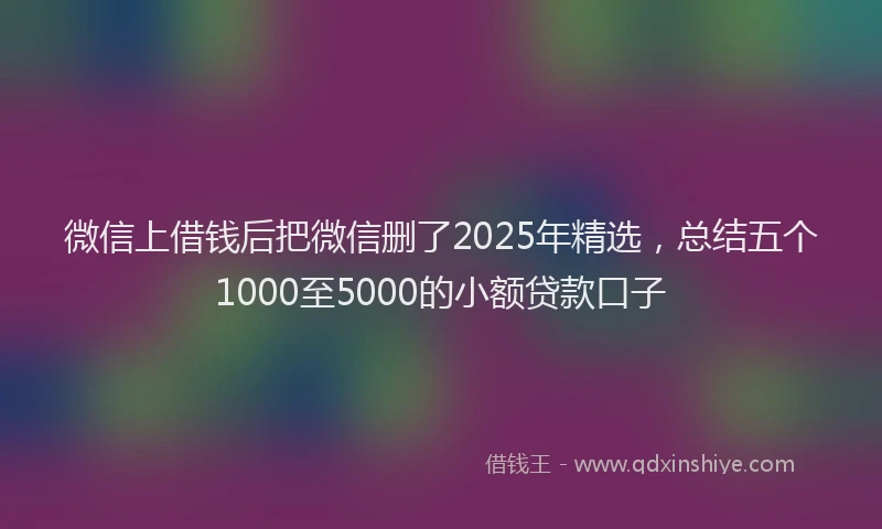 微信上借钱后把微信删了2025年精选，总结五个1000至5000的小额贷款口子