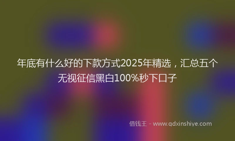 年底有什么好的下款方式2025年精选，汇总五个无视征信黑白100%秒下口子