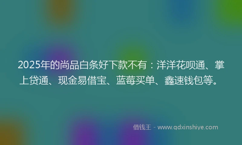 2025年的尚品白条好下款不有：洋洋花呗通、掌上贷通、现金易借宝、蓝莓买单、鑫速钱包等。