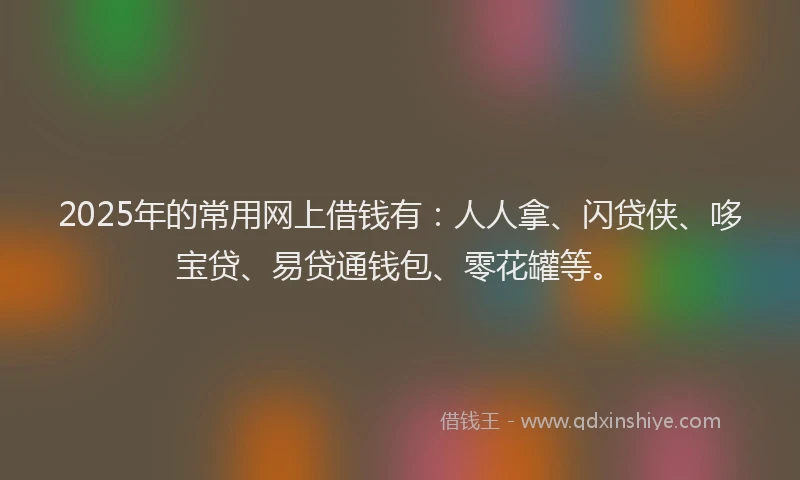 2025年的常用网上借钱有：人人拿、闪贷侠、哆宝贷、易贷通钱包、零花罐等。