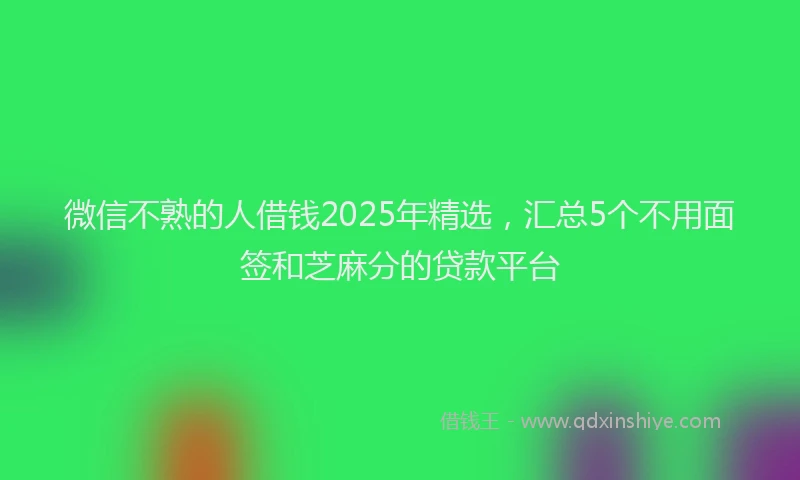 微信不熟的人借钱2025年精选，汇总5个不用面签和芝麻分的贷款平台