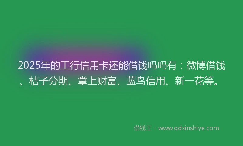 2025年的工行信用卡还能借钱吗吗有：微博借钱、桔子分期、掌上财富、蓝鸟信用、新一花等。