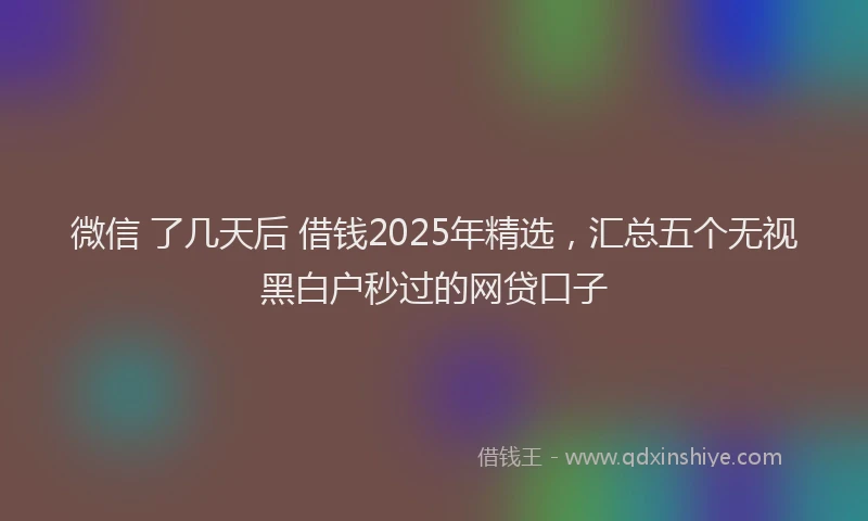 微信 了几天后 借钱2025年精选，汇总五个无视黑白户秒过的网贷口子