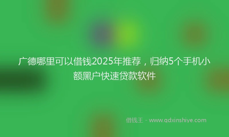广德哪里可以借钱2025年推荐，归纳5个手机小额黑户快速贷款软件