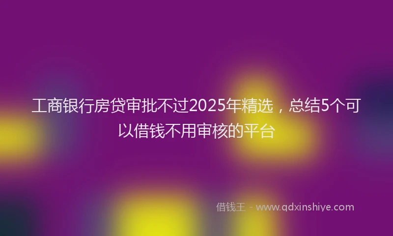 工商银行房贷审批不过2025年精选，总结5个可以借钱不用审核的平台