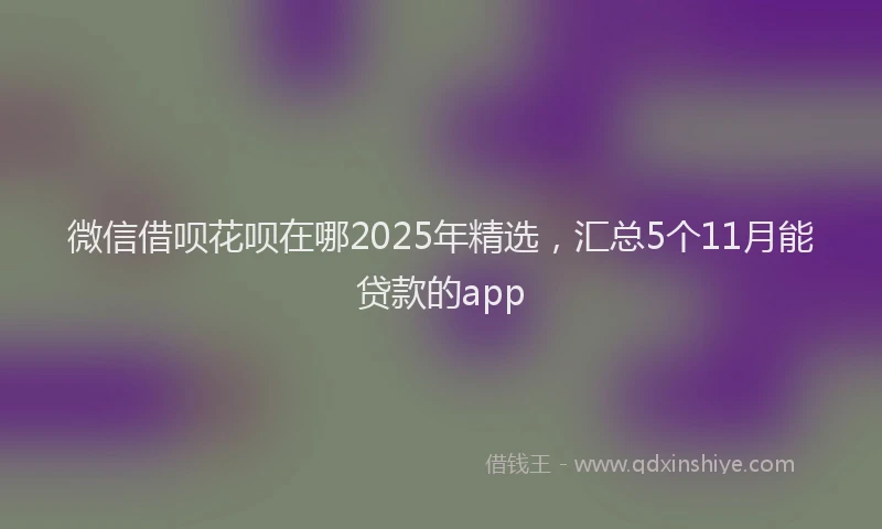 微信借呗花呗在哪2025年精选，汇总5个11月能贷款的app