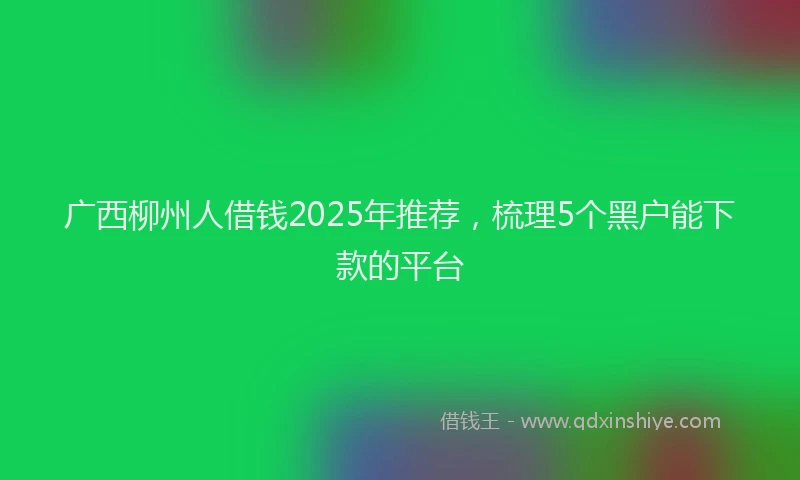 广西柳州人借钱2025年推荐，梳理5个黑户能下款的平台