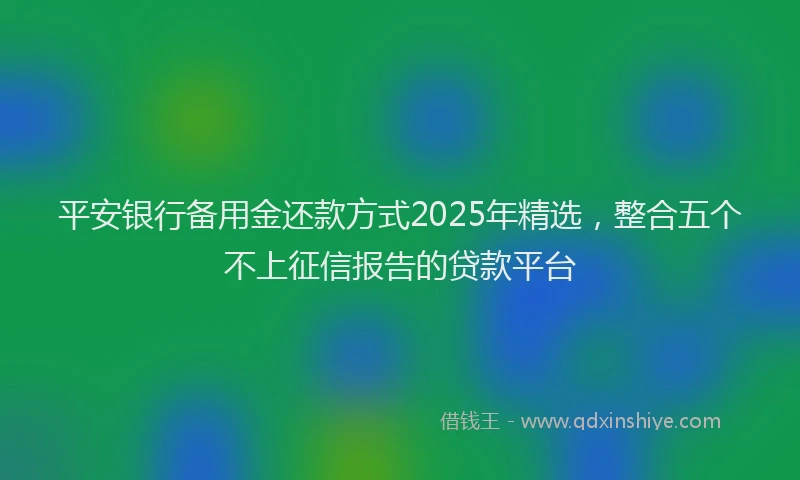 平安银行备用金还款方式2025年精选，整合五个不上征信报告的贷款平台