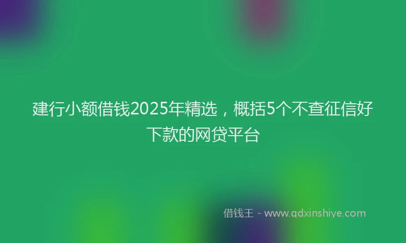 建行小额借钱2025年精选，概括5个不查征信好下款的网贷平台