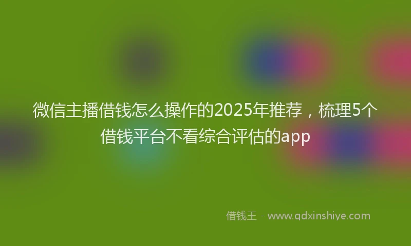 微信主播借钱怎么操作的2025年推荐，梳理5个借钱平台不看综合评估的app