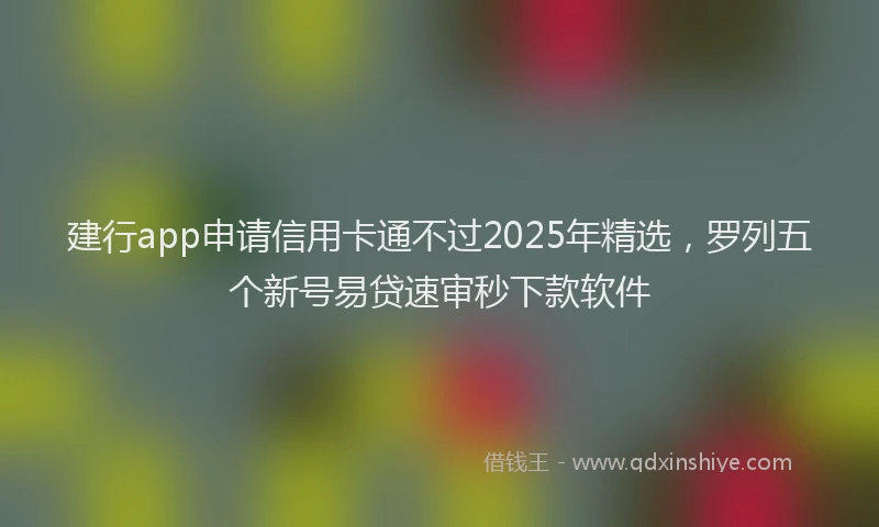 建行app申请信用卡通不过2025年精选，罗列五个新号易贷速审秒下款软件
