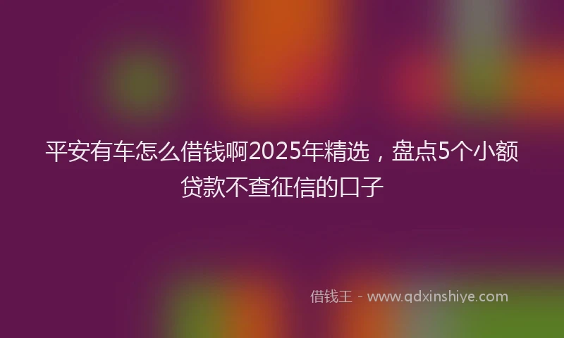 平安有车怎么借钱啊2025年精选，盘点5个小额贷款不查征信的口子