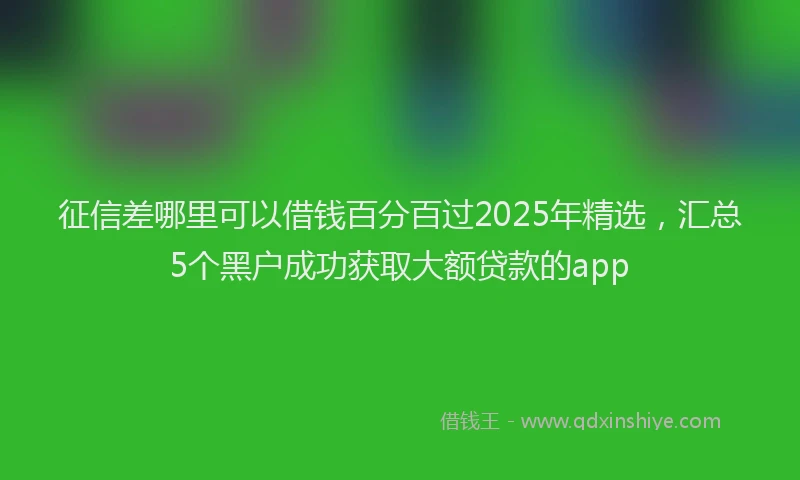 征信差哪里可以借钱百分百过2025年精选，汇总5个黑户成功获取大额贷款的app
