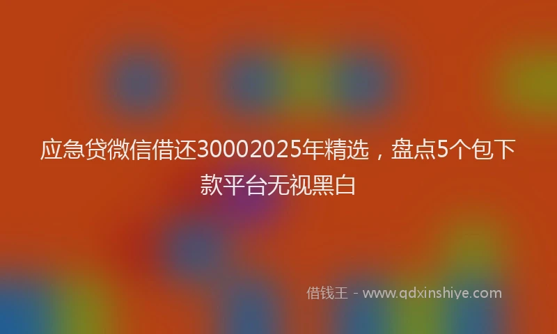 应急贷微信借还30002025年精选，盘点5个包下款平台无视黑白
