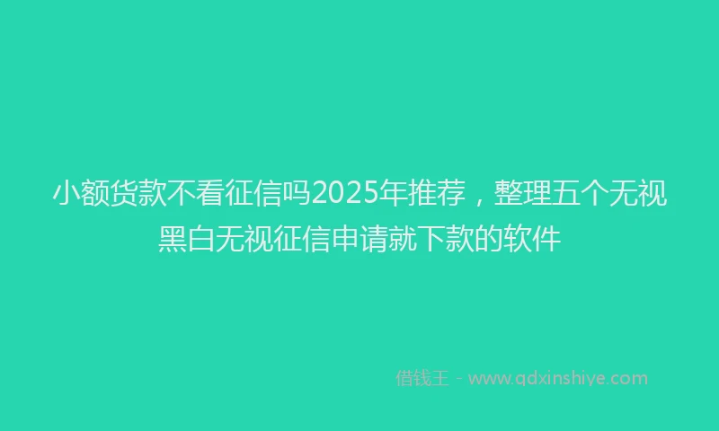 小额货款不看征信吗2025年推荐，整理五个无视黑白无视征信申请就下款的软件