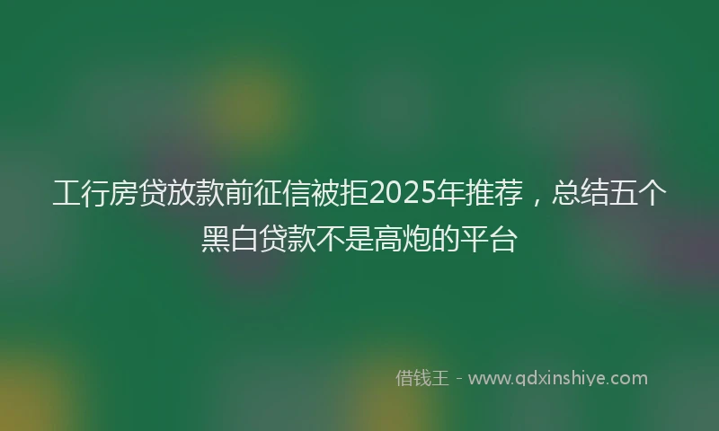 工行房贷放款前征信被拒2025年推荐，总结五个黑白贷款不是高炮的平台