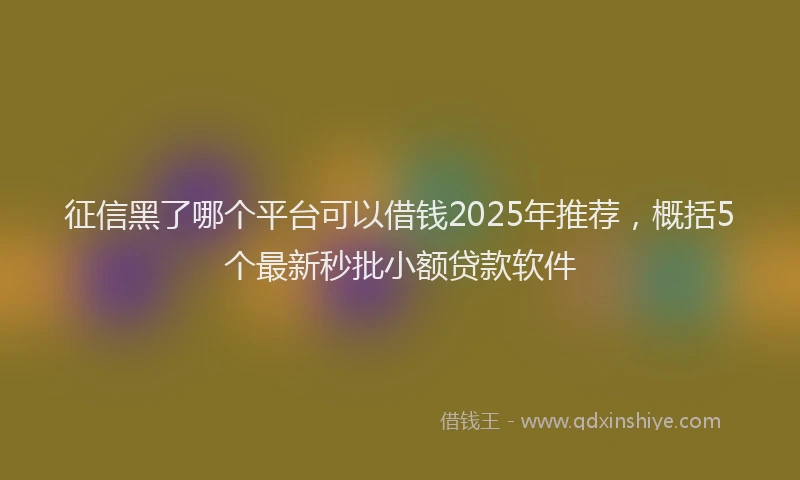 征信黑了哪个平台可以借钱2025年推荐，概括5个最新秒批小额贷款软件