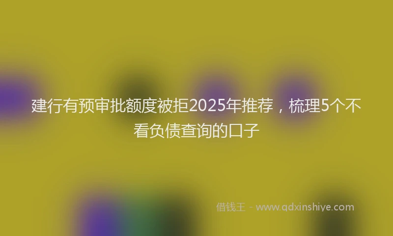 建行有预审批额度被拒2025年推荐，梳理5个不看负债查询的口子