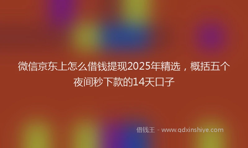 微信京东上怎么借钱提现2025年精选，概括五个夜间秒下款的14天口子
