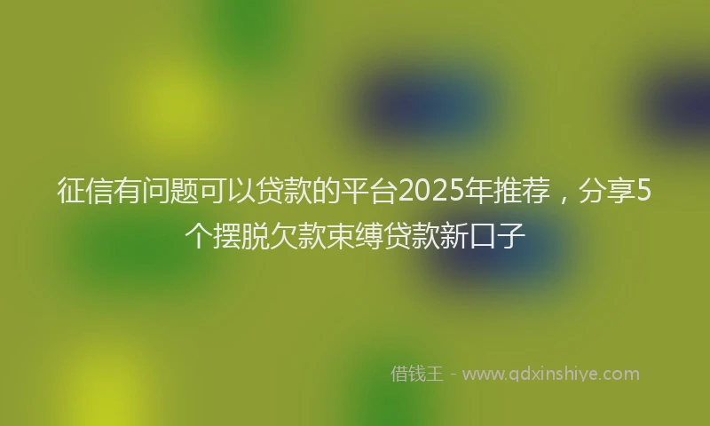 征信有问题可以贷款的平台2025年推荐，分享5个摆脱欠款束缚贷款新口子