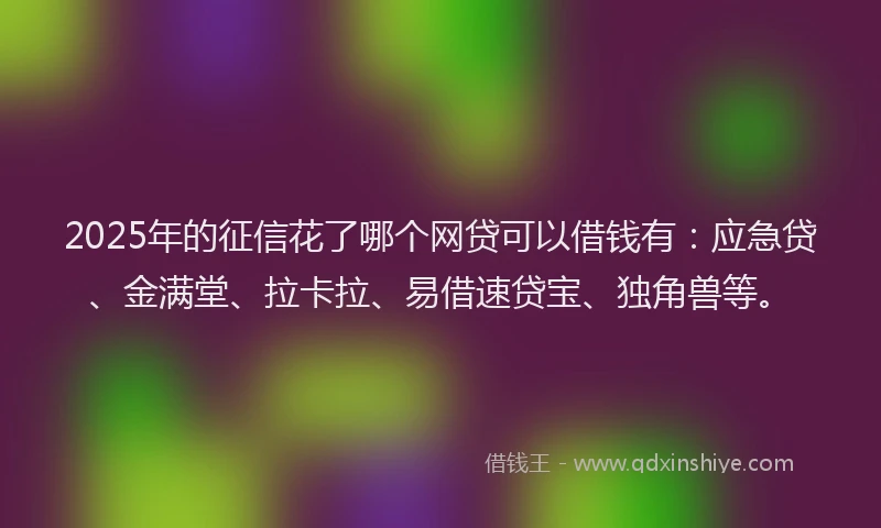 2025年的征信花了哪个网贷可以借钱有：应急贷、金满堂、拉卡拉、易借速贷宝、独角兽等。