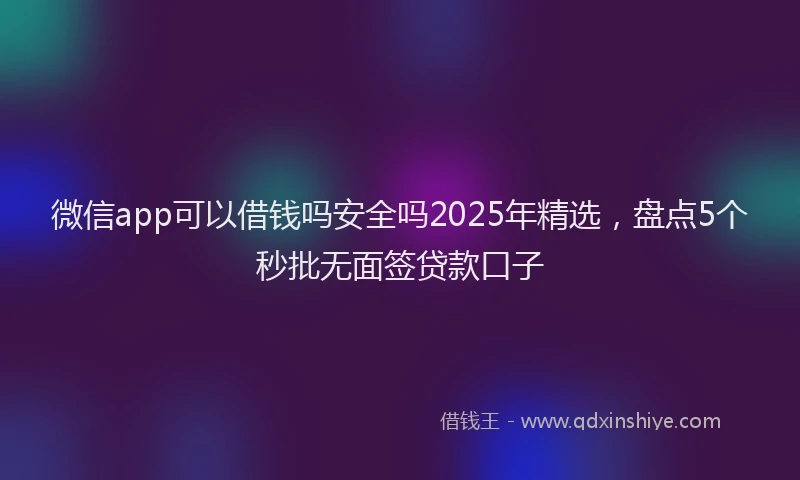 微信app可以借钱吗安全吗2025年精选，盘点5个秒批无面签贷款口子