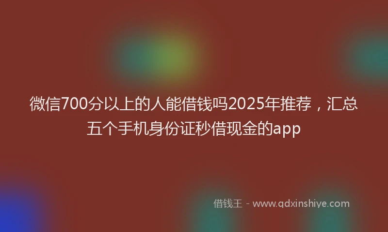 微信700分以上的人能借钱吗2025年推荐，汇总五个手机身份证秒借现金的app