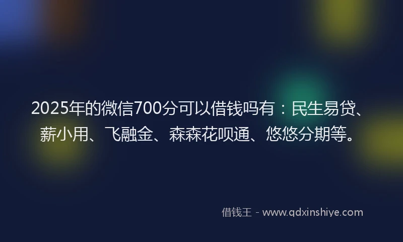 2025年的微信700分可以借钱吗有：民生易贷、薪小用、飞融金、森森花呗通、悠悠分期等。