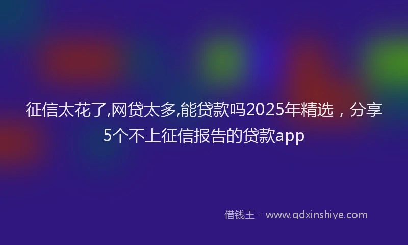 征信太花了,网贷太多,能贷款吗2025年精选，分享5个不上征信报告的贷款app