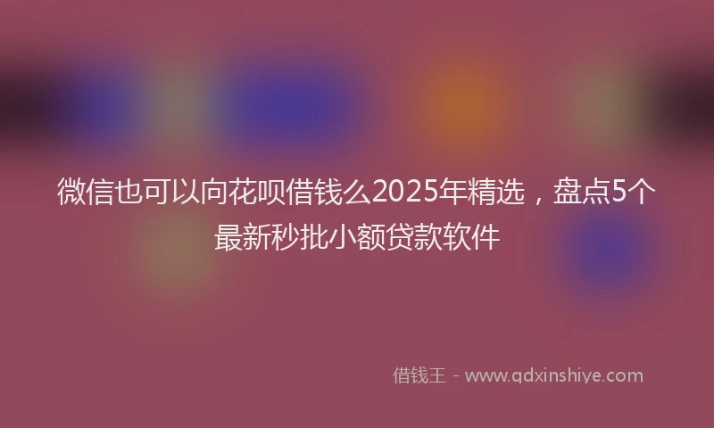 微信也可以向花呗借钱么2025年精选，盘点5个最新秒批小额贷款软件